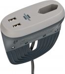 Pagarinātājs ESTILO (gultas ligzda ar turēšanas sliedi) ar 2x USB lādētāju, 3m, 1rozete