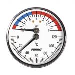 Termomanometrs FERRO Dn63, 1/2'', aksiālais, 0-6 bar, 0-120C
