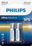 Baterijas Philips Ultra Alkaline LR6, AA, 2 gab.
